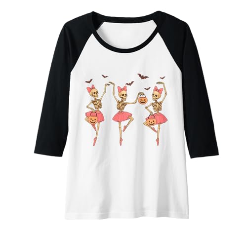 Damen Tanzende Skelett-Ballerinas Halloween Feier lustig Raglan Damen Tanzende Skelett-Ballerinas Halloween Feier lustig Raglan von FunnyHalloween Celebration Skeleton Ballerinas