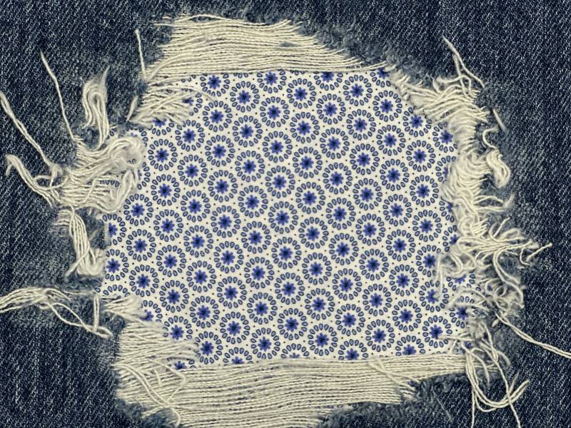 Blumen Aufnäher Peek-A-Boo Für Jeans - Blau & Weiß Denim Reparatur Dekorativer Stoff Kleine Flicken Zum Aufbügeln Patch Innen von FunnyPatches