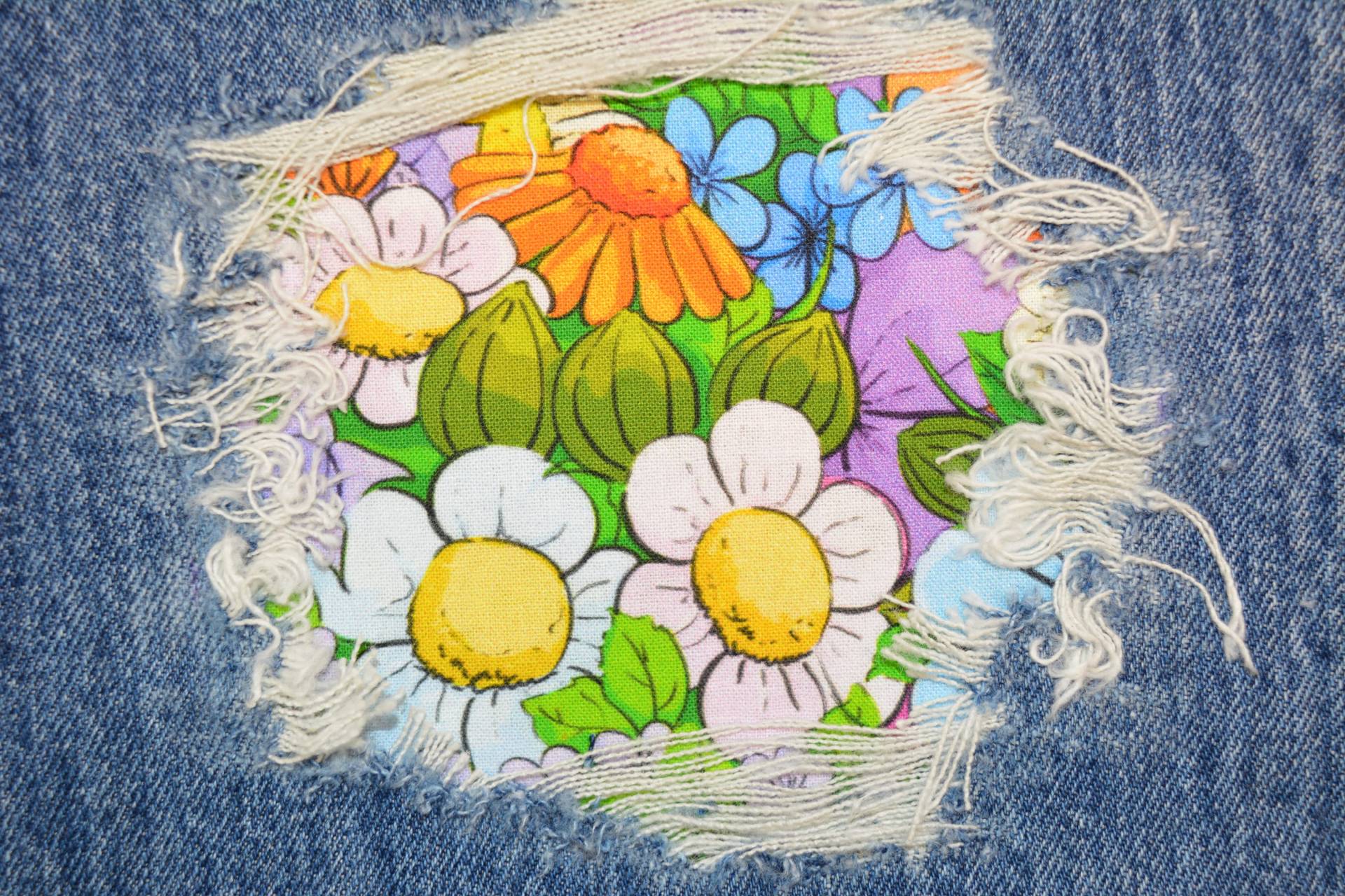 Blumen Patch Peek A Boo Up - Radelte Jeans Patchlöcher Patches von FunnyPatches