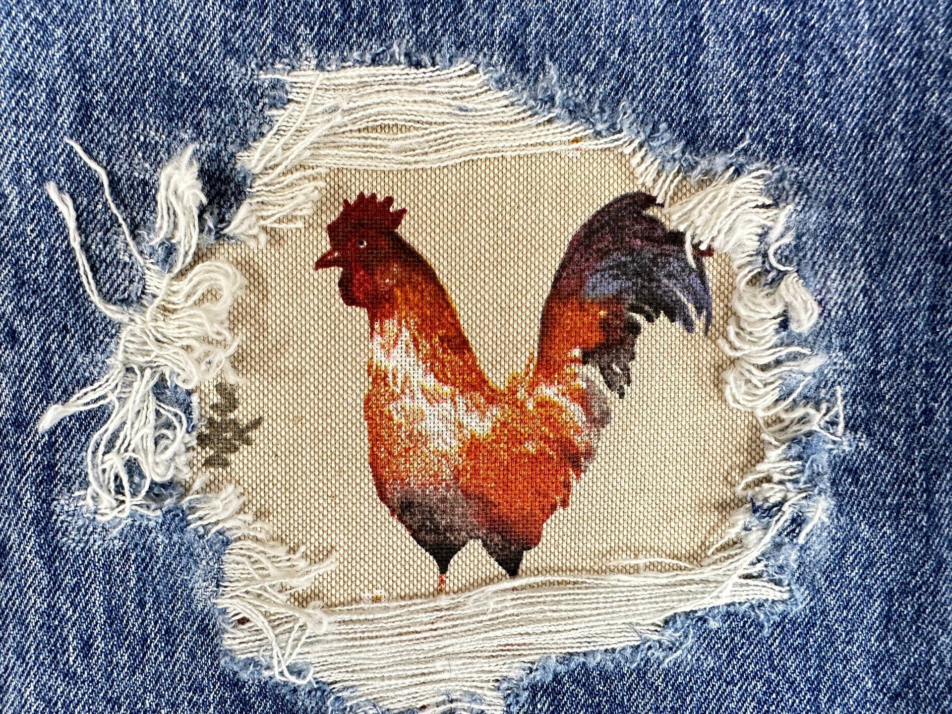 Henne Und Hahn Bügelbilder Für Denim Löcher Zwei Verschiedene Hühner Bilder Liebhaber Guck Mal Patches von FunnyPatches