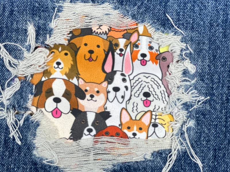Hunde Guck Aufnäher Für Denim Löcher Visible Mendingholey Patches von FunnyPatches