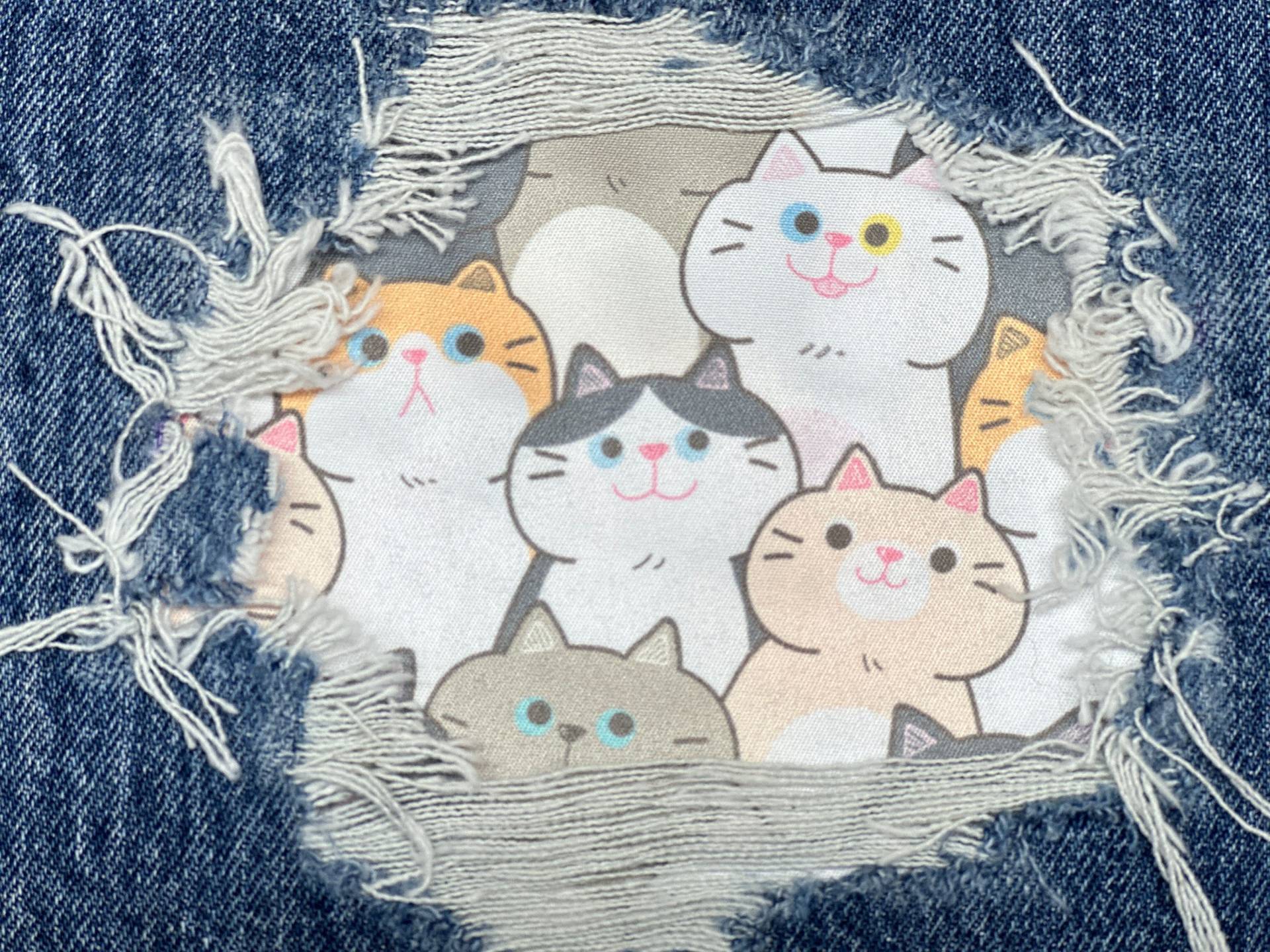 Katzenliebhaber Peek A Boo Aufnäher Zum Aufbügeln Für Denim Löcher Visible Mendingholey Patches von FunnyPatches