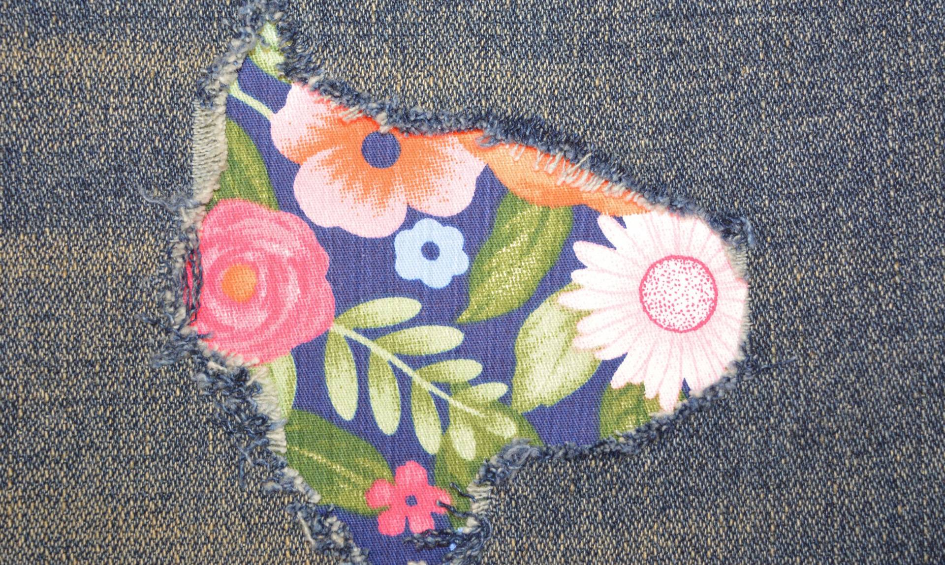 Orange Floral Peek A Boo Patch Blumen Aufnäher Bandana Stoff Patches Für Denim Löcher von FunnyPatches