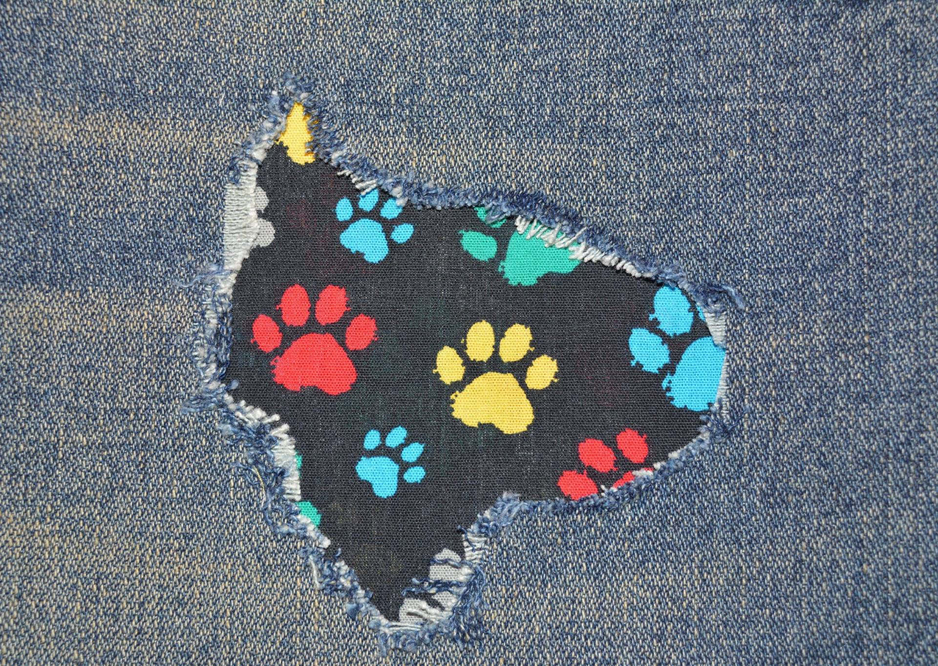 Pfotenabdruck Peek A Boo Patch Bandana Stoff Patches Für Denim Löcher von FunnyPatches