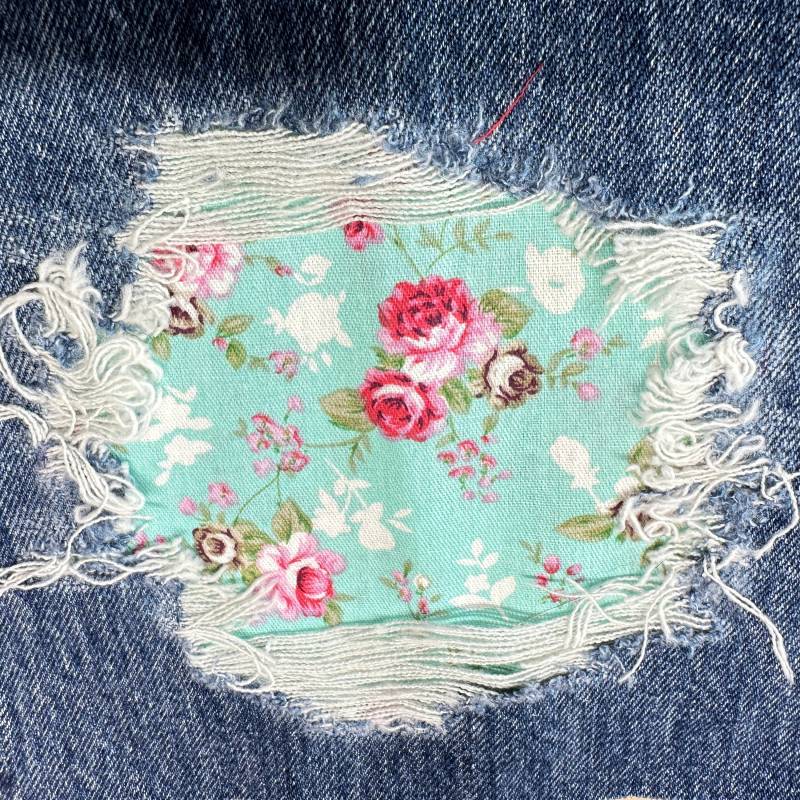 Retro-stil Blumendruck Peek A Boo Patch Aufnäher Aus Baumwollstoff Für Denim Löcher Set 2 Größe 20 cm X 12 von FunnyPatches