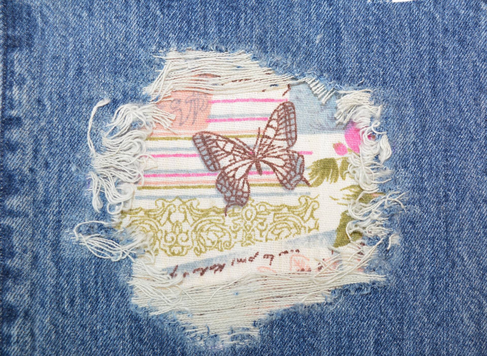 Schmetterling Denim Aufnäher Zum Aufbügeln von FunnyPatches