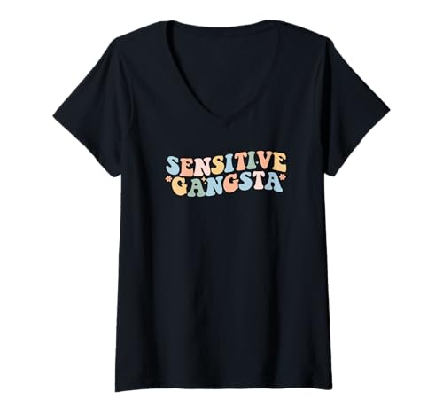 Damen Sensibler Gangsta T-Shirt mit V-Ausschnitt Damen Sensibler Gangsta T-Shirt mit V-Ausschnitt von FunnySensitive Gangsta