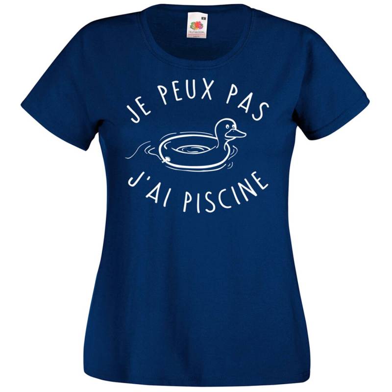 Damen-T-Shirt „I Can't I Have A Swimming Pool" in Marineblau - Entschuldigung, Falsch von FunnyShirtBoutique