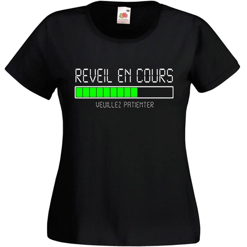 Damen T-Shirt Wake Up Please Wait, Humor Geek Nerd Heavy Sleeper von FunnyShirtBoutique