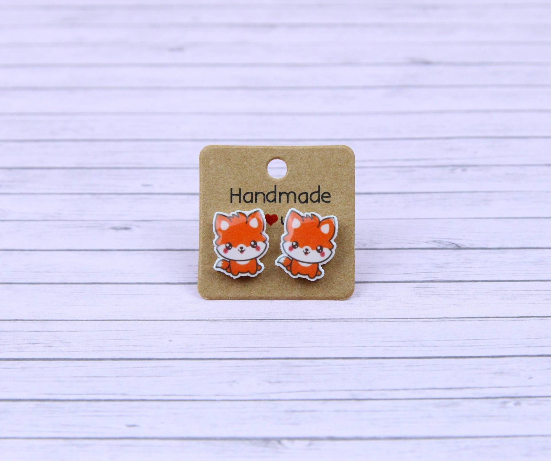 Niedliche Fuchs Ohrstecker, Kinder Ohrringe, Rotfuchs Waldtier Wildlife Schmuck von FunnyTrinket