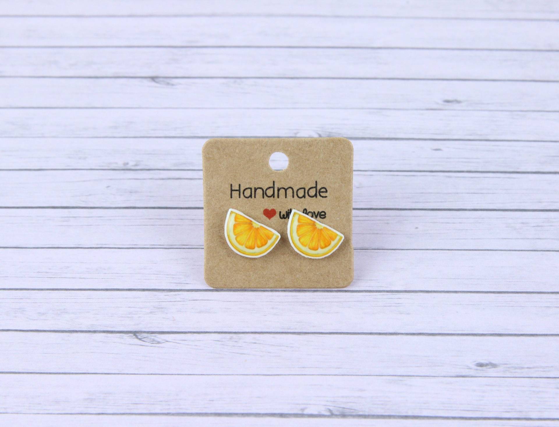 Orangen Scheibe Ohrstecker, Sommer Ohrringe, Schrulligen Frucht Miniatur Essen Zitrus Ohrringe von FunnyTrinket