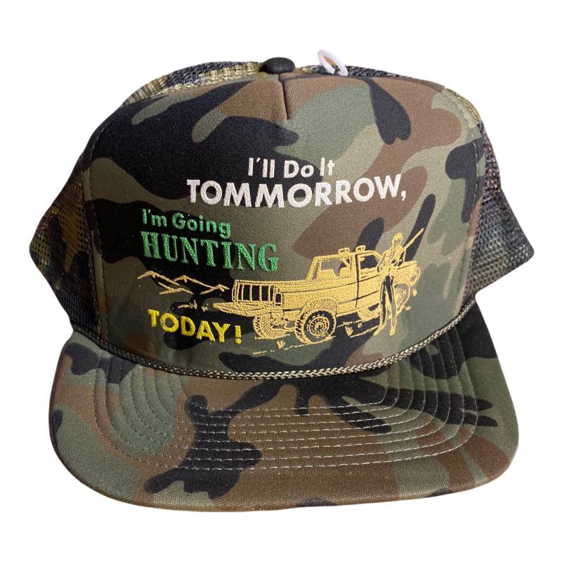 Vintage Camo Trucker Hut // Ill Do It Morgen Ich Geh Heute Auf Die Jagd Für Erwachsene Größe Snapback Im Freien Hirsch Lkw 4x4 Kappe von FunnyTruckerHats