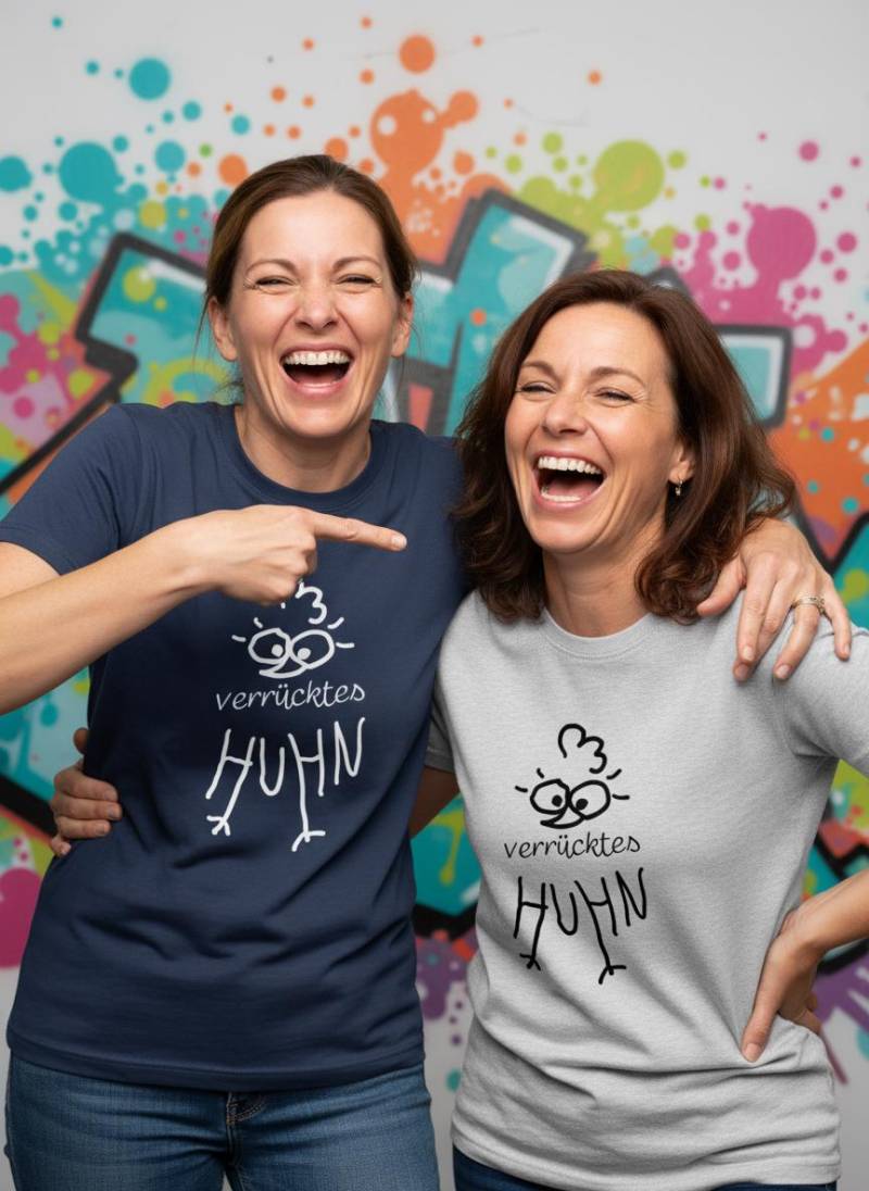 Damen T-Shirt "Verrücktes Huhn...' Lustige Geschenkidee Mit Spruch Huhn-Motiv von FunnyZoomStore