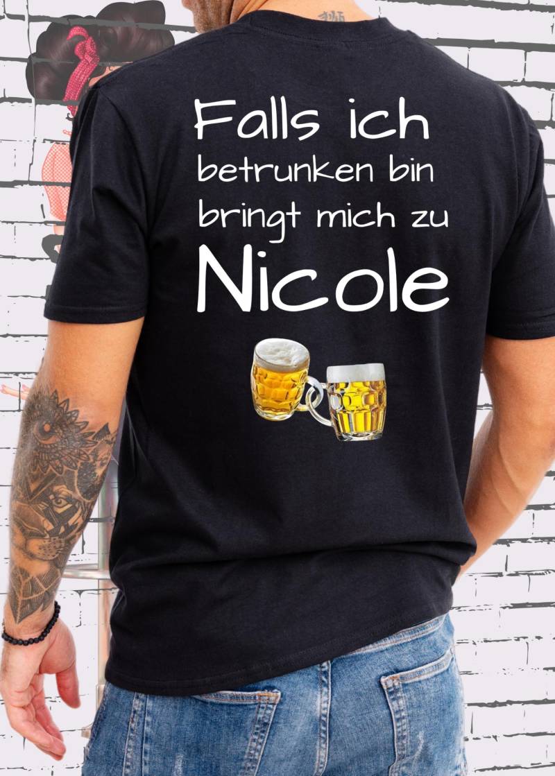 T-Shirt Partnershirt "Falls Ich Betrunken Bin, Bringt Mich Zu | Name' - Personalisierbar Wiesn Geschenk von FunnyZoomStore