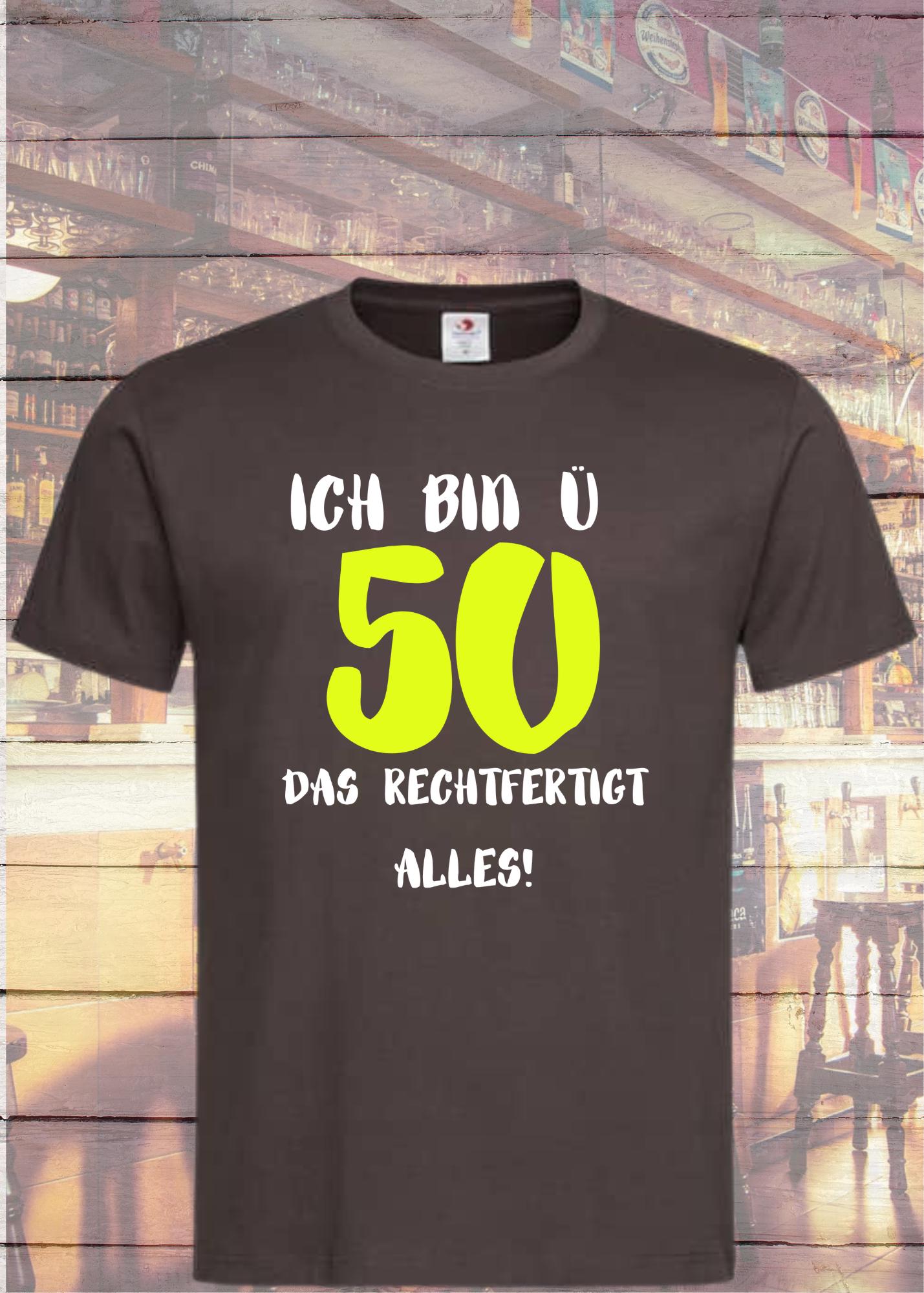 Unisex T-Shirt "Ich Bin Ü 50 - Das Rechtfertigt Alles' 50+ Shirt Unisex T-Shirt "Ich Bin Ü 50 - Das Rechtfertigt Alles' 50+ Shirt von FunnyZoomStore
