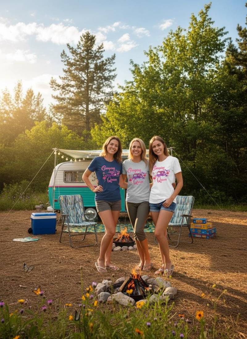 Camping Queen - Damen T-Shirt Für Outdoor-Liebhaberinnen von FunnyZoomStore