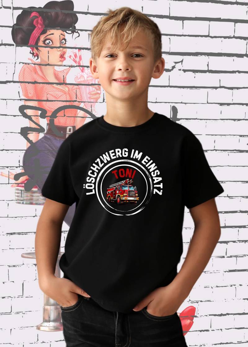 Kinder T-Shirt Löschzwerg Im Einsatz - Personalisierbar Mit Namen von FunnyZoomStore