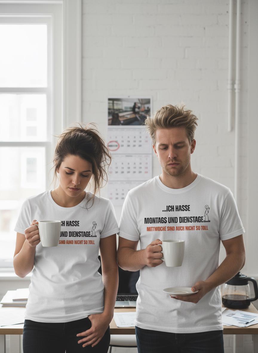 T-Shirt "Ich Hasse Montage Und Dienstage...' Geschenkidee Geburtstag Unisex von FunnyZoomStore
