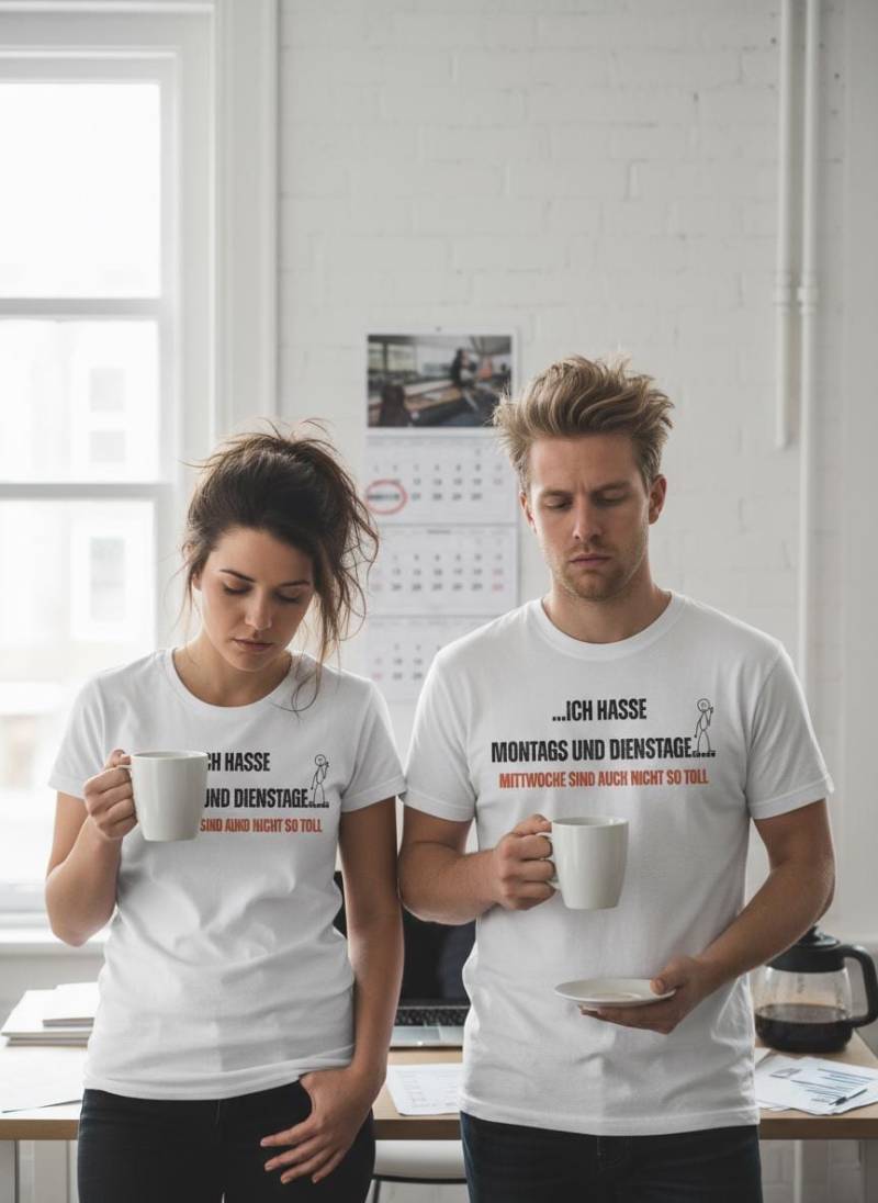 T-Shirt "Ich Hasse Montage Und Dienstage...' Geschenkidee Geburtstag Unisex von FunnyZoomStore