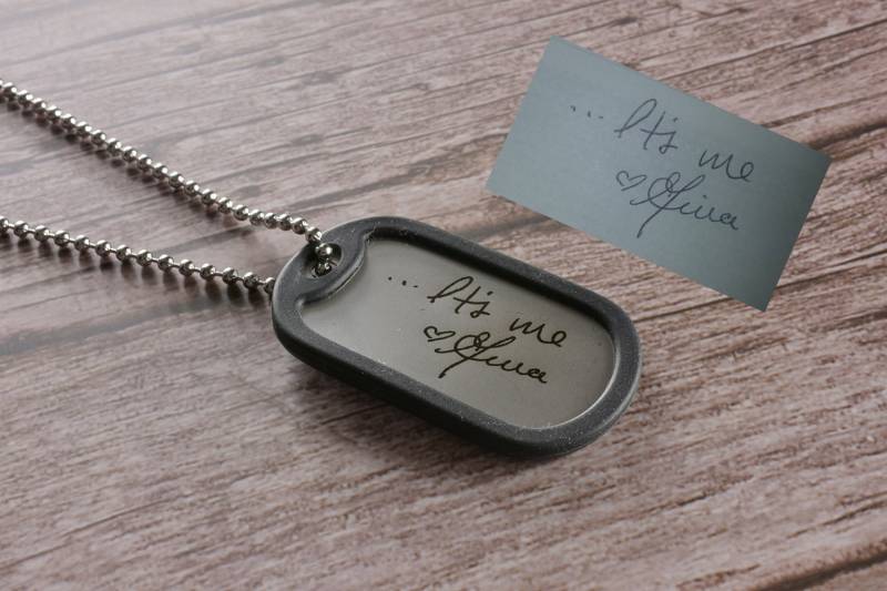 Handschrift Gravierte Dog Tag Halskette - Personalisierte Edelstahl von Funnymetals