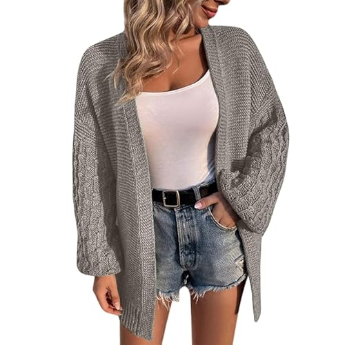 Damen Strickjacke mit Knöpfen Leichte Strick Cardigan V-Ausschnitt Grobstrick Jacke mit Knopf Elegant Bolero Jäckchen Strickwaren Strickmantel für Herbst Winter Frühling von Funnyrap