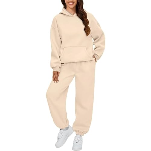 Funnyrap Damen Hoodie Und Jogginghose 2 Teilig Langarm Trainingsanzug Sport Hosenanzug Casual Sweatshirt mit Hose Sportkleidung Set Outfit Outdoor Sportanzug Warm Hausanzug Freizeitanzug Tracksuit von Funnyrap