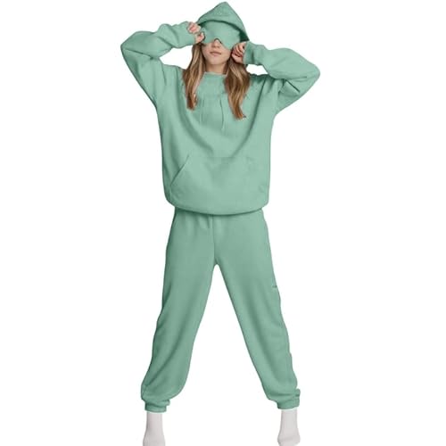 Funnyrap Damen Hoodie Und Jogginghose 2 Teilig Langarm Trainingsanzug Sport Hosenanzug Casual Sweatshirt mit Hose Sportkleidung Set Outfit Outdoor Sportanzug Warm Hausanzug Freizeitanzug Tracksuit von Funnyrap