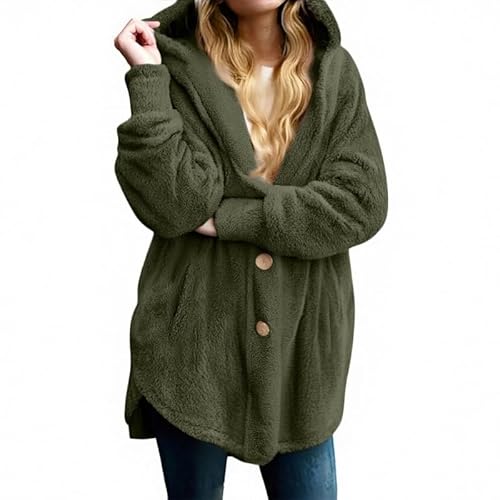 Funnyrap Fleecejacke Damen Oversize Plüschjacke Teddyjacke Langarm Teddy Mantel Warm Kapuzenjacke Kuscheljacke Cardigan Mit Kapuze Winter Teddy Jacke Herbst Übergangsjacke Casual Sweatshirt von Funnyrap