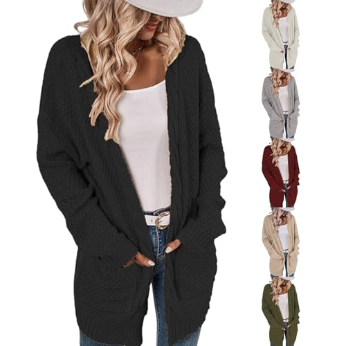 Funnyrap Strickjacke Damen Elegant Langarm Knopfleiste mit Taschen Strickcardigan Locker V-Ausschnitt Sweater Leicht Gerippt Cardigan mit Knöpfe Weiche Jacke Casual Schulterjacke Top von Funnyrap
