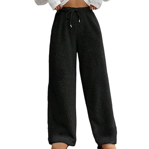 Funnyrap Winterhose Damen Teddyhose Fleecehose Warm Plüsch Hose Jogginghose Lang Pyjamahose Fleece Kuschelhose Thermohose Einfarbige Yogahose Bequem Schlafanzughose Loungewear Freizeithose Hausanzug von Funnyrap