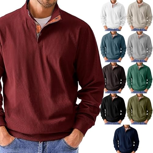 Herren Cordpullover Henley Knopf Langarm Sweatshirt mit Knöpfe Casual Sweatpullover Winterpullover Henley Hemd Classic Oberteile Pulli Wram Sweater Regular Fit für Herbst Winter Herren Cordpullover Henley Knopf Langarm Sweatshirt mit Knöpfe Casual Sweatpullover Winterpullover Henley Hemd Classic Oberteile Pulli Wram Sweater Regular Fit für Herbst Winter von Funnyrap