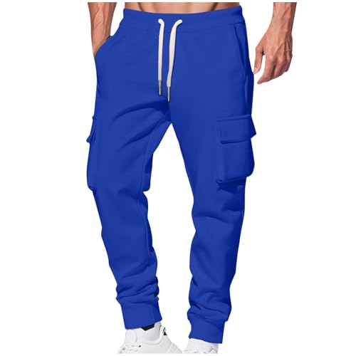 Herren Sport Trainingshose Lang Cargo Jogginghose Loose Fit Sweatpants Atmungsaktiv Sporthose Warme Sweathose Trekkinghose Sport Hosen Mit Kordelzug und Taschen Sweat Active Pants von Funnyrap