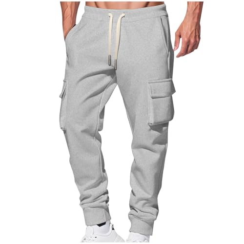 Herren Sport Trainingshose Lang Cargo Jogginghose Loose Fit Sweatpants Atmungsaktiv Sporthose Warme Sweathose Trekkinghose Sport Hosen Mit Kordelzug und Taschen Sweat Active Pants von Funnyrap