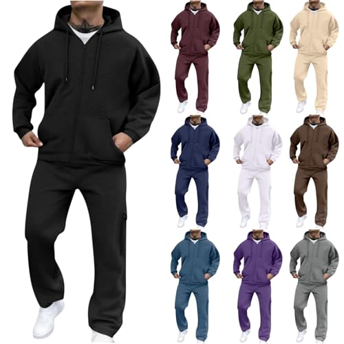 Jogginganzug Herren Lang Trainingsanzug Sportanzug Baggy Sportbekleidung Zweiteiler Outfit Y2K Hip Hop 2-Teilig Sportjacke und Jogginghose Casual Hausanzug Bequemer Tracksuit Loose Fit Laufanzug von Funnyrap