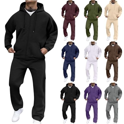 Jogginganzug Herren Lang Trainingsanzug Sportanzug Baggy Sportbekleidung Zweiteiler Outfit Y2K Hip Hop 2-Teilig Sportjacke und Jogginghose Casual Hausanzug Bequemer Tracksuit Loose Fit Laufanzug von Funnyrap