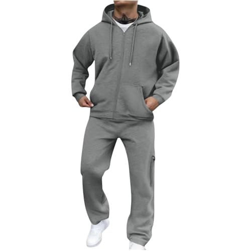 Jogginganzug Herren Lang Trainingsanzug Sportanzug Baggy Sportbekleidung Zweiteiler Outfit Y2K Hip Hop 2-Teilig Sportjacke und Jogginghose Casual Hausanzug Bequemer Tracksuit Loose Fit Laufanzug von Funnyrap