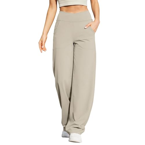 Yogahose Damen Sporthose Lang Hohe Taille Freizeithose mit Bauchkontrolle Activewear Hosen High Waist Yoga Pants Trainings Fitness Jogginghose mit Taschen Weites Bein Laufhose Baggy Sports Pants von Funnyrap