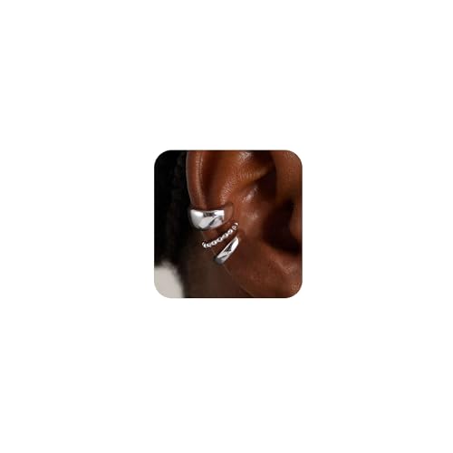 Goldene Ohrmanschetten-Ohrringe für Frauen, kein Piercing, Clip-on-Ohrringe, zierlich, 14 Karat Gold, Sterlingsilber, vergoldet, Zirkonia, Huggie-Creolen für Frauen, kein Anlaufen, trendiges von Funsanny