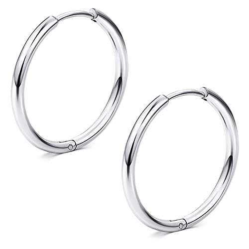 Funseedrr 1-5 Paar Hinged Huggie Ohrring 18G Edelstahl Creolen Silber Ohrpiercing Schmuck Frauen Mann von Funseedrr