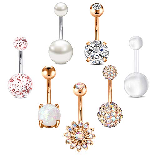 Funseedrr 7stk Bauchnabelpiercing Nabelpiercing 10mm 14G Edelstahl Nabel Banane Piercing Set mit CZ Opal Damen Mädchen Funseedrr 7stk Bauchnabelpiercing Nabelpiercing 10mm 14G Edelstahl Nabel Banane Piercing Set mit CZ Opal Damen Mädchen von Funseedrr