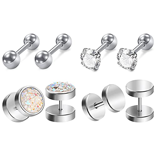 Funseedrr Fake Plugs Tunnels Männer Ohrstecker Edelstahl Flach Ohrringe Ohr Piercing Stecker für Herren Damen von Funseedrr