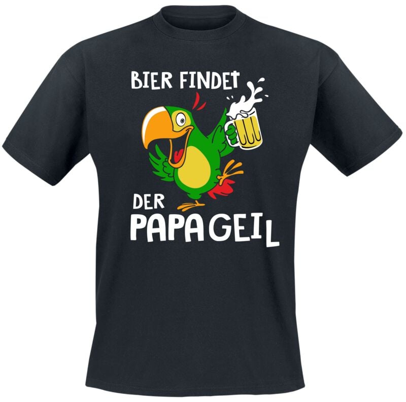Funshirt T-Shirt - Bier findet PapageiL - M bis 3XL - für Männer - Größe M - schwarz von Funshirt
