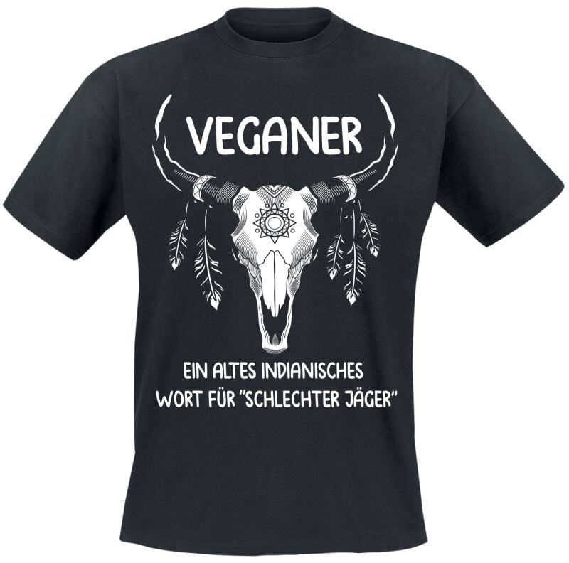 Funshirt T-Shirt - Veganer ein altes indianisches Wort für ,,schlechter Jäger - M bis 3XL - für Männer - Größe 3XL - schwarz von Funshirt