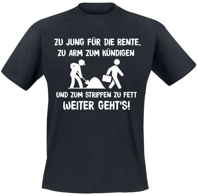 Funshirt T-Shirt - Zu jung für die Rente - L bis 3XL - für Männer - Größe L - schwarz von Funshirt