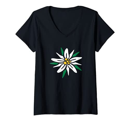 Damen Edelweiß T-Shirt mit V-Ausschnitt Damen Edelweiß T-Shirt mit V-Ausschnitt von Funshirts