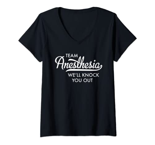 Damen Team Anästhesie T-Shirt mit V-Ausschnitt von Funshirts