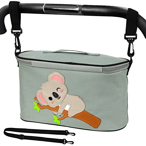 Funsland Kinderwagen Organizer, Koala Muster Mama Baby Tasche mit Schultergurt & 2 Getränkehalter und Tissue Taschen, Grau von Funsland