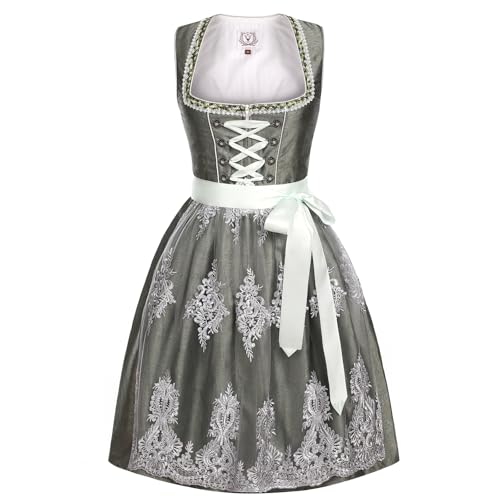 Funspread Dirndl Damen Midi Grün - Trachtenkleid Trachtenmode für Oktoberfest Dirndlkleid mit Spitzenschürze 40 von Funspread