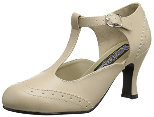 Pleaser Damen Flapper 26 T-Spange - Beige (Cream Pu) - 38 EU (5 UK) von Funtasma