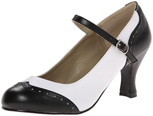 Pleaser Damen Flapper 25 Pumps &Amp Heels mit Blockabsatz, Black (Blk Wht Pu), Gr. 37 EU( 4 UK) von Funtasma